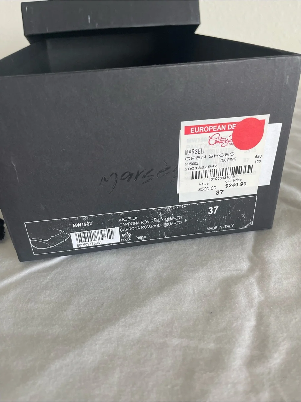 Marsell Women's Black Shoes Box With Dust Bags And Card